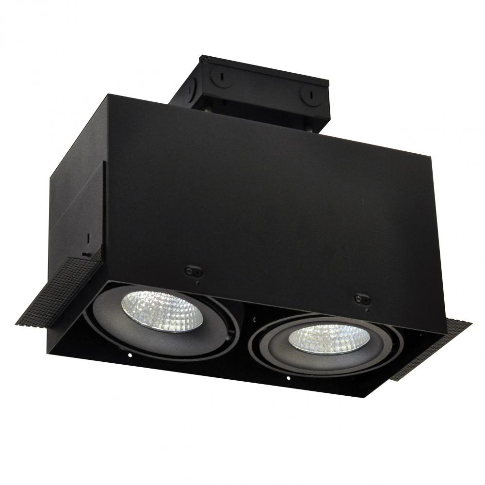 LED Trimless 2-Head MLS Housing, 30W / 2100lm per Head, 4000K, 16-Degrees Spot, Black, 120-277V