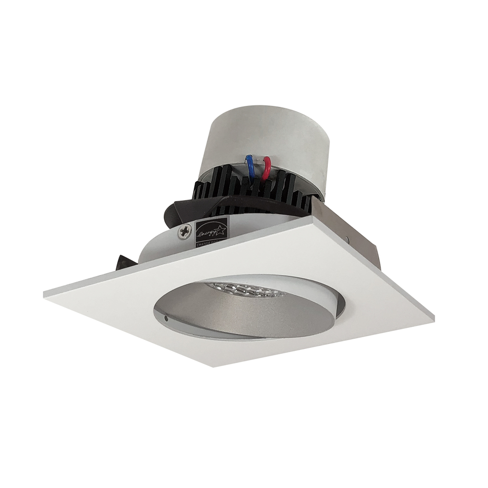 4" Pearl LED Square Adjustable Cone Retrofit, 1000lm / 12W, 3500K, Haze Reflector / White Flange