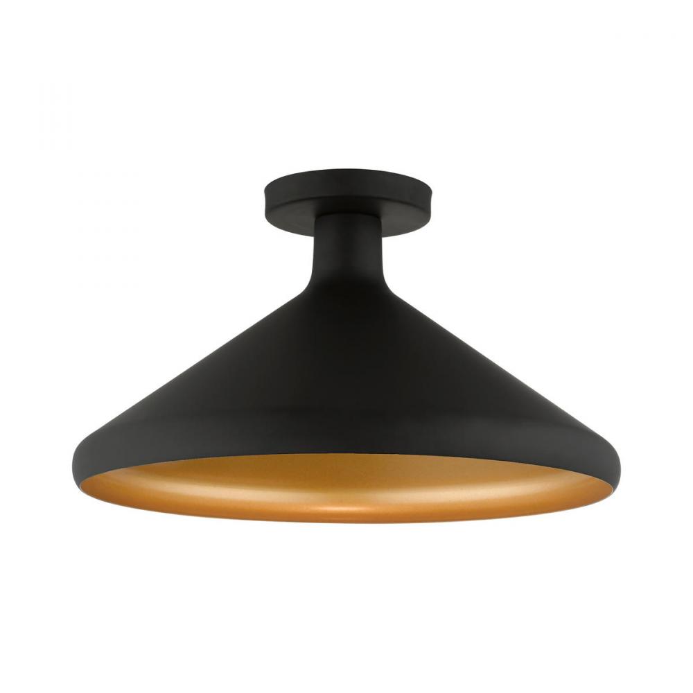 1 Light Black Semi-Flush Mount