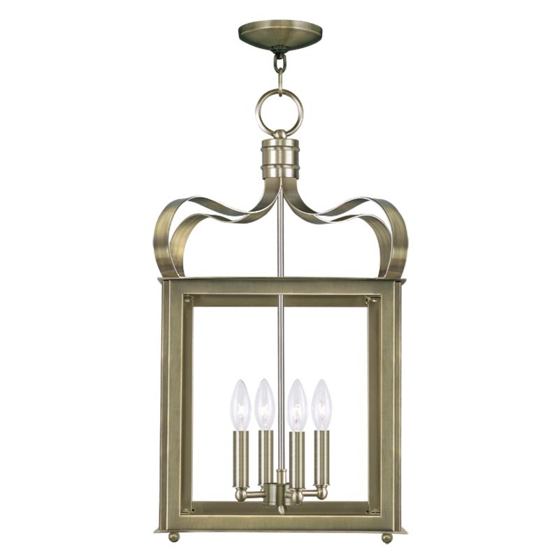 4 Light Antique Brass Chain Lantern