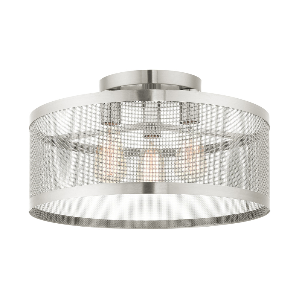 3 Lt Brushed Nickel Semi Flush Mount