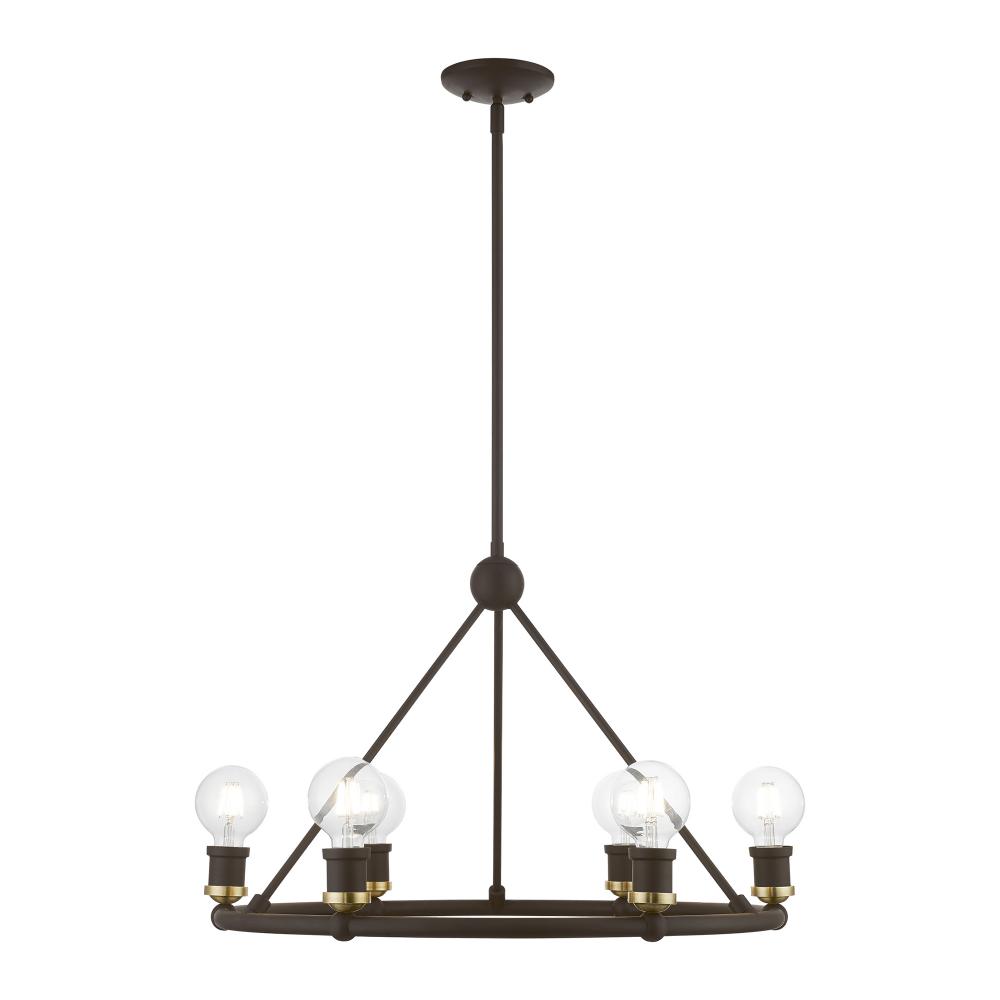 6 Light Bronze with Antique Brass Accents Chandelier