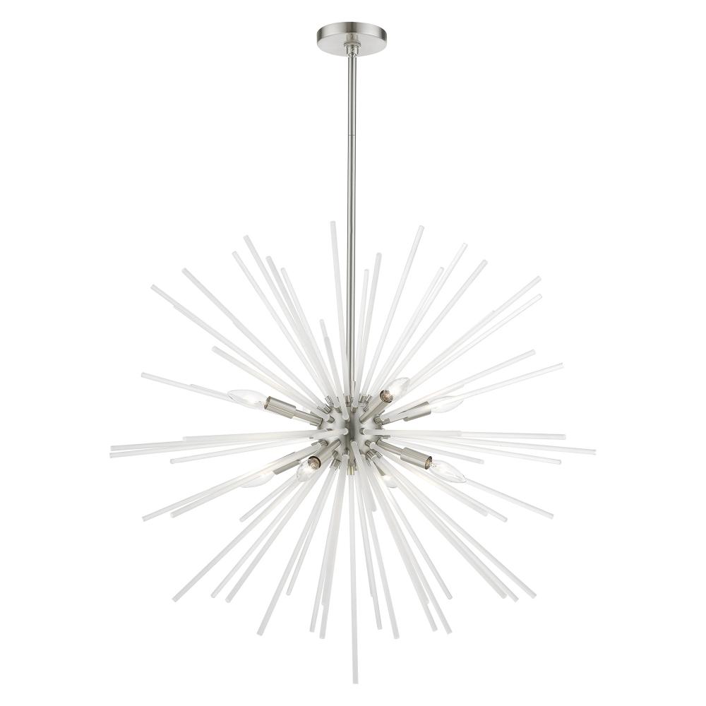 8 Light Brushed Nickel Large Foyer Chandelier