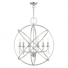 Livex Lighting 40906-91 - 6 Light Brushed Nickel Globe Pendant Chandelier