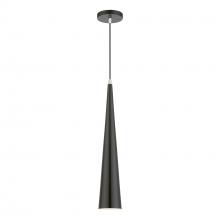 Livex Lighting 49631-68 - 1 Light Shiny Black with Polished Chrome Accents Single Tall Pendant