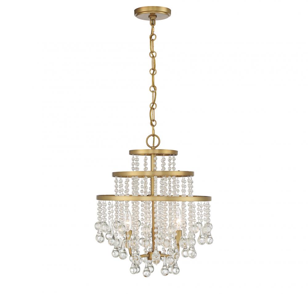 Luna 3-Light Mini Chandelier in Warm Brass