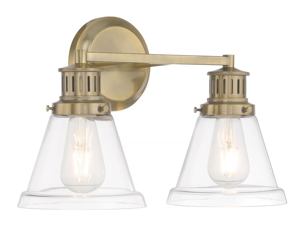 Alden Bath Light - Antique Brass, Clear