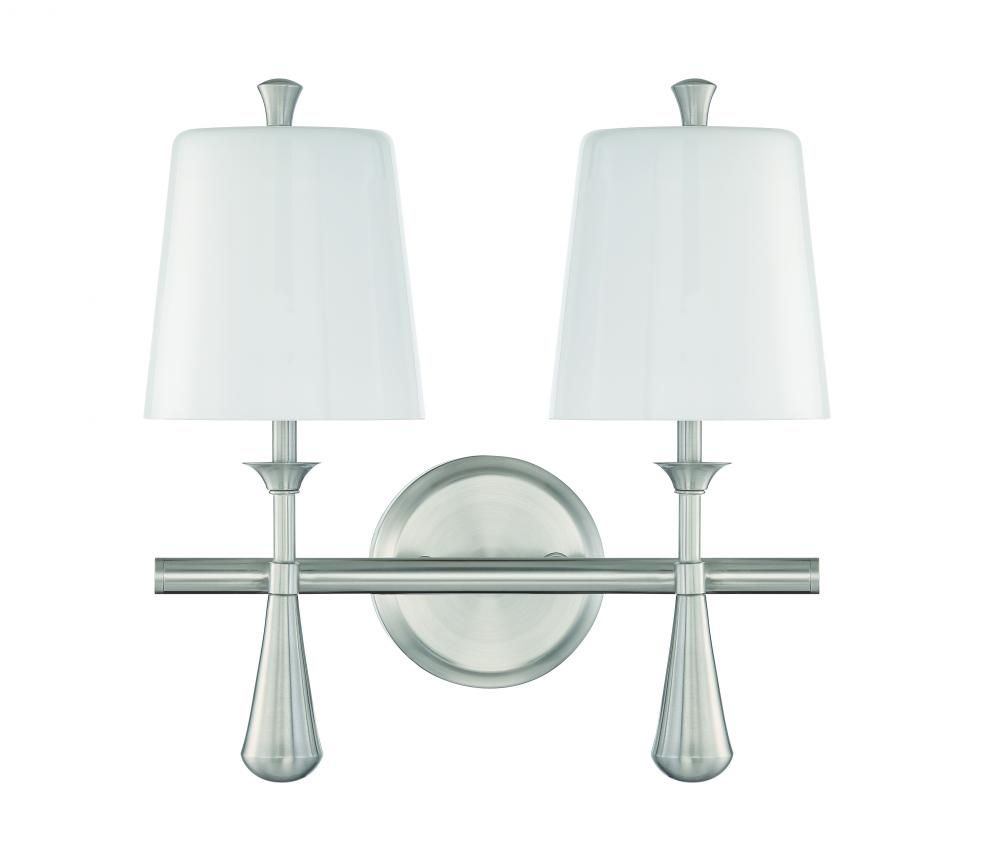 Palmer 2 Light Vanity in Brushed Polished Nickel