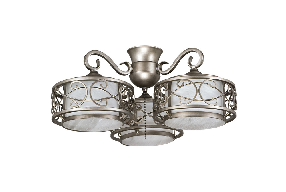 3 Light Fan Light Kit in Antique Nickel with Alabaster Glass