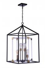 Craftmade 58094-FBSB - Aaron 4 Light Pendant in Flat Black/Satin Brass