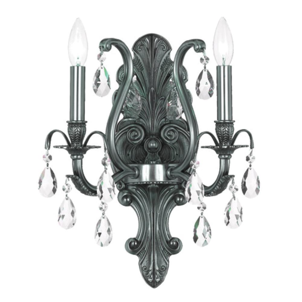 Dawson 2 Light Spectra Crystal Pewter Sconce