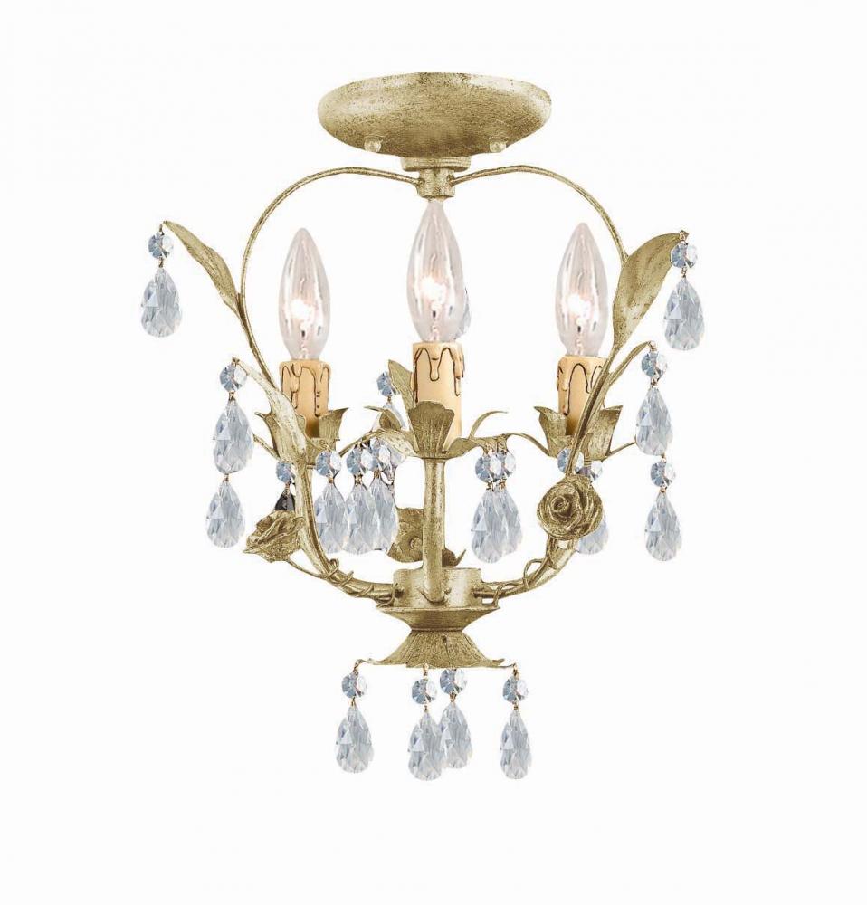 Three Light Champagne Cage Semi-Flush Mount