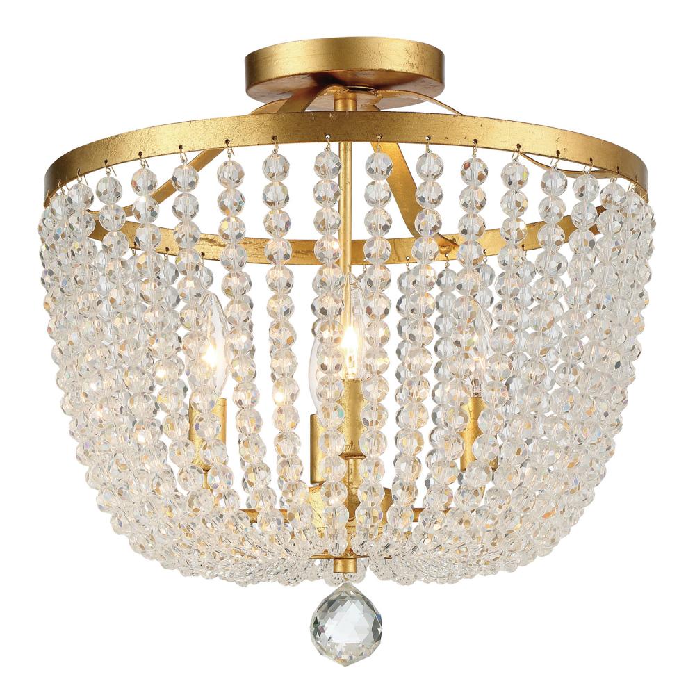 Rylee 4 Light Antique Gold Semi Flush Mount