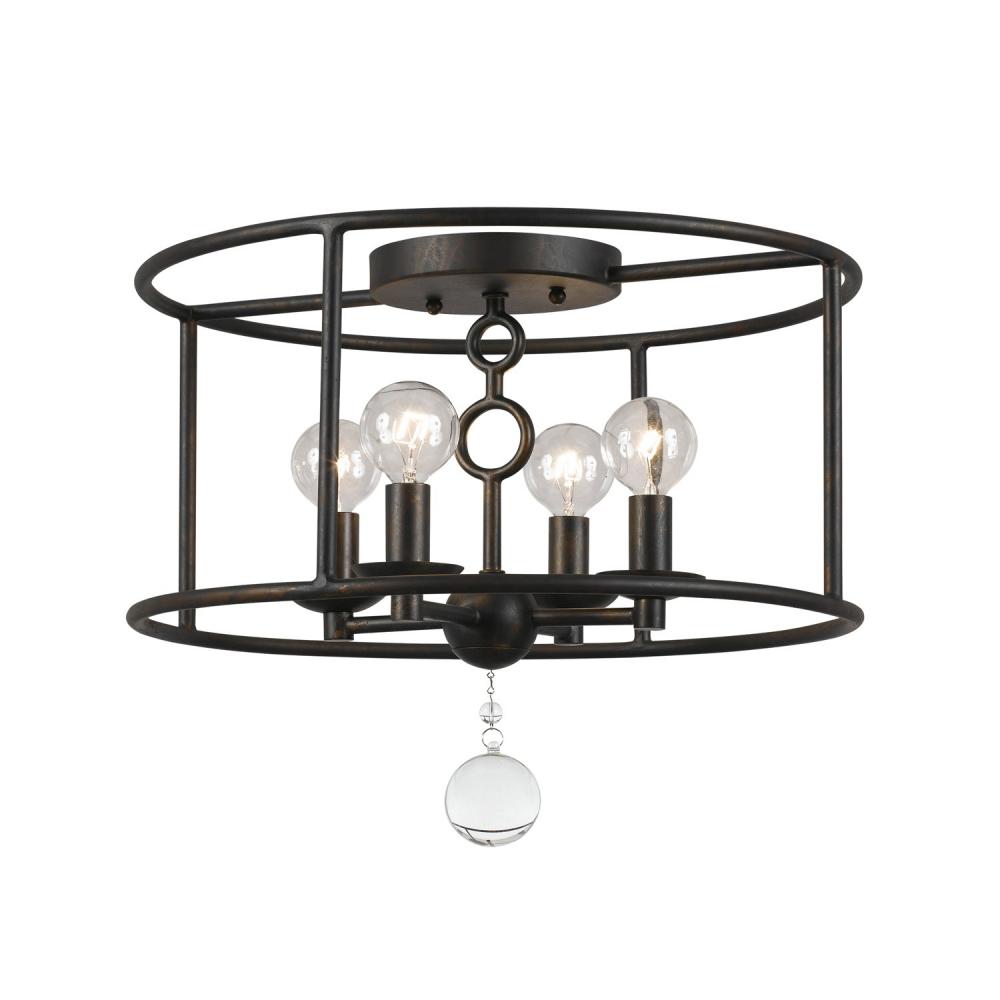 Cameron 4 Light English Bronze Semi Flush Mount