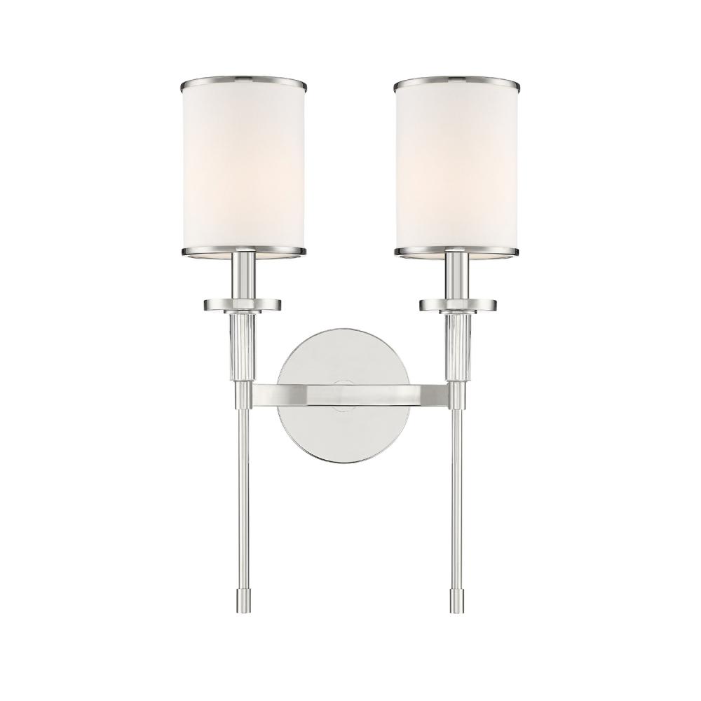 Hatfield 2 Light Polished Nickel Sconce