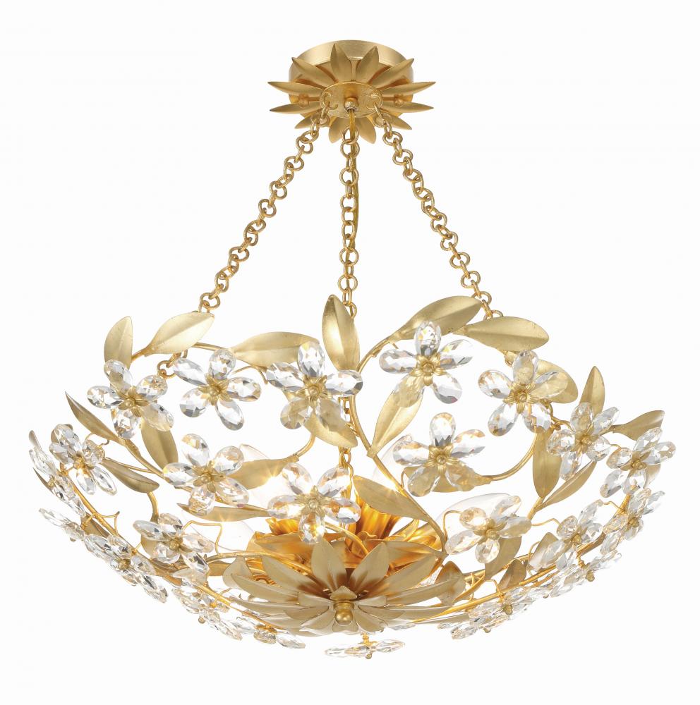 Marselle 6 Light Antique Gold Semi Flush Mount