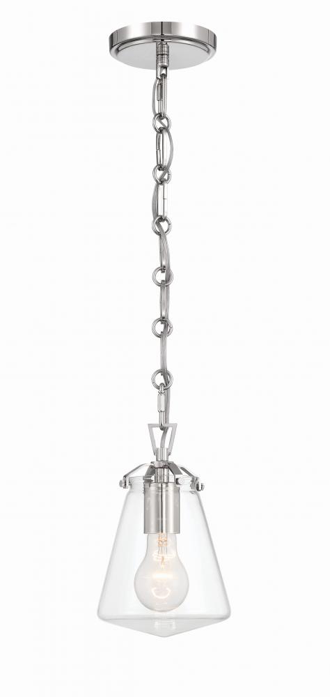 Voss 1 Light Polished Nickel Mini Pendant