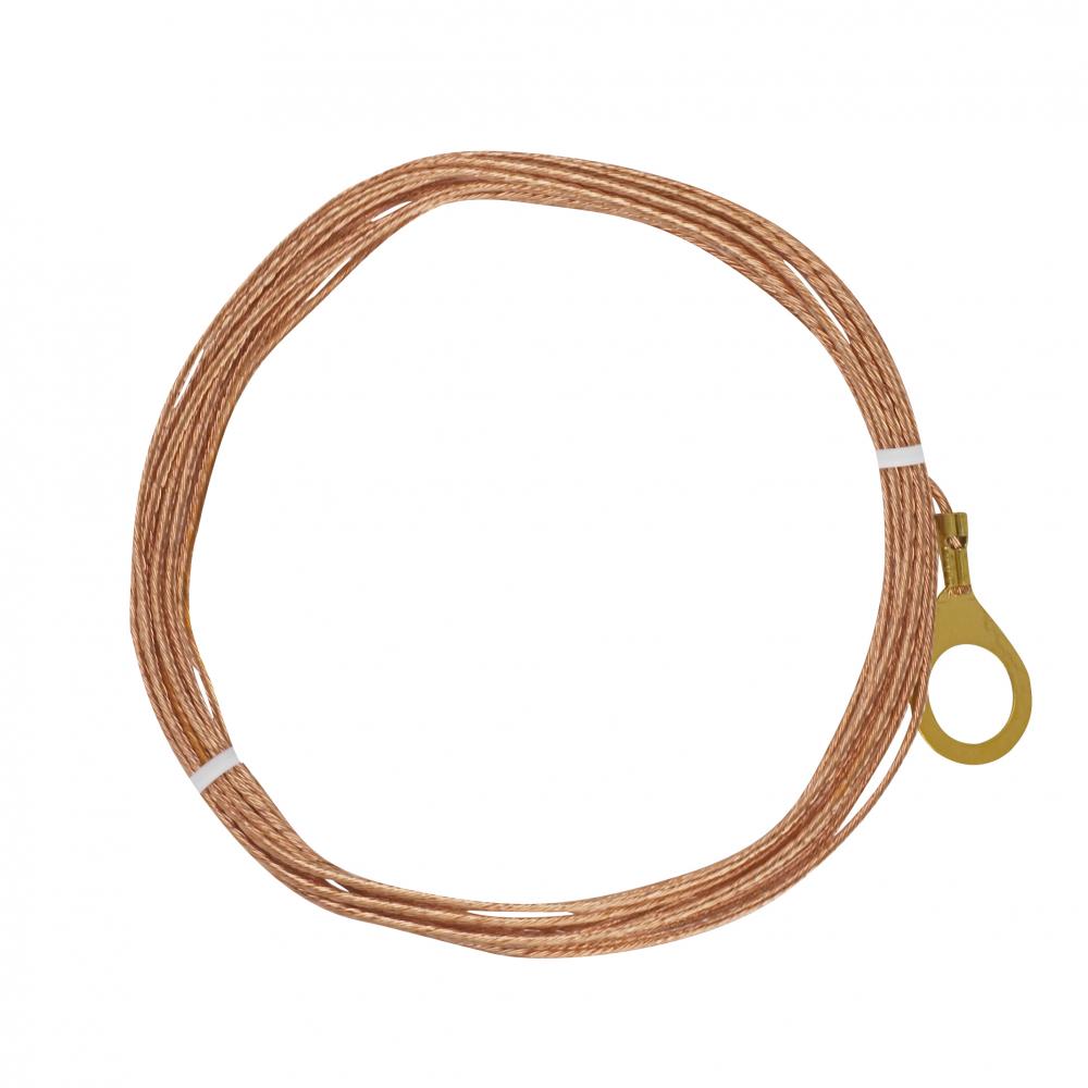 10 Foot 18/1 Bare Copper Ground Wire; 1/8 IP Round Ground Lug