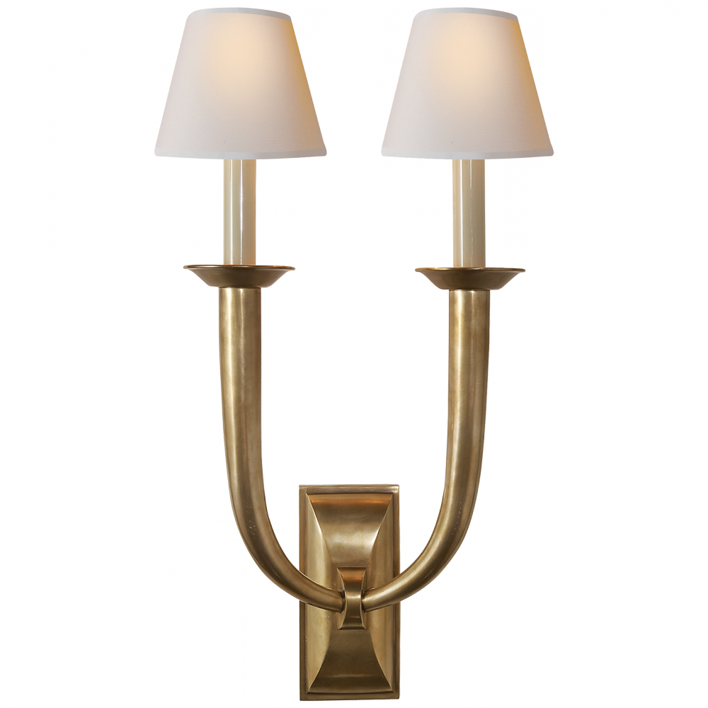 French Deco Horn Double Sconce