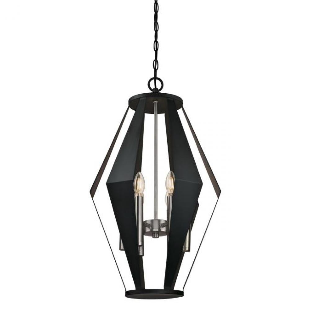 6 Light Chandelier Matte Black Finish Dark Pewter Accents