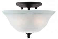 Westinghouse 6622300 - 10 in. 2 Light Semi-Flush Oil Rubbed Bronze Finish White Alabaster Glass