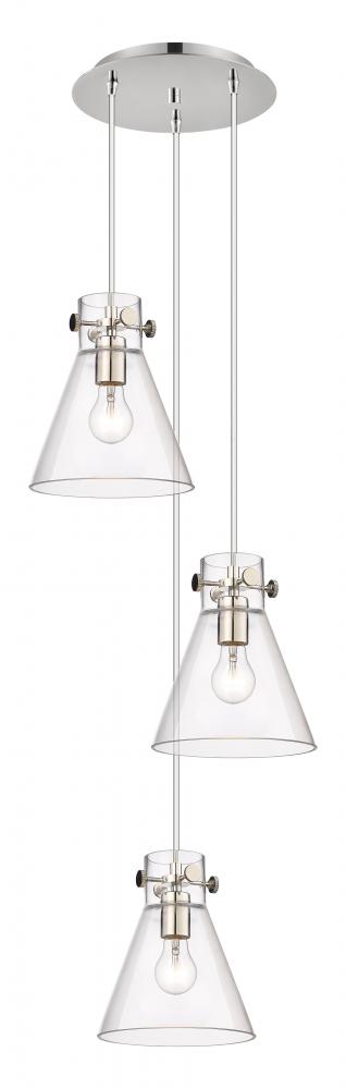 Newton Cone - 3 Light - 16 inch - Polished Nickel - Multi Pendant