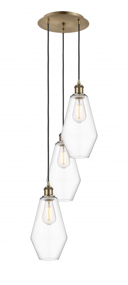 Cindyrella - 3 Light - 14 inch - Antique Brass - Cord Hung - Multi Pendant