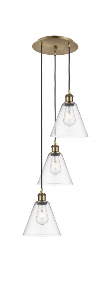 Berkshire - 3 Light - 15 inch - Antique Brass - Cord Hung - Multi Pendant