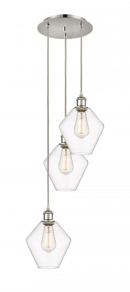 Cindyrella - 3 Light - 15 inch - Polished Nickel - Cord Hung - Multi Pendant