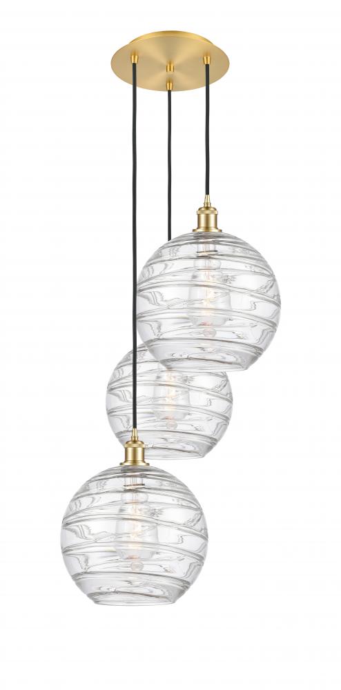 Athens Deco Swirl - 3 Light - 19 inch - Satin Gold - Cord hung - Multi Pendant