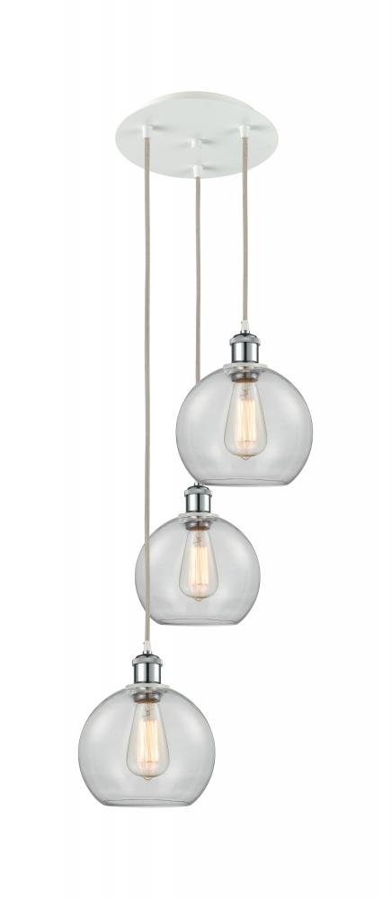 Athens - 3 Light - 15 inch - White Polished Chrome - Cord Hung - Multi Pendant