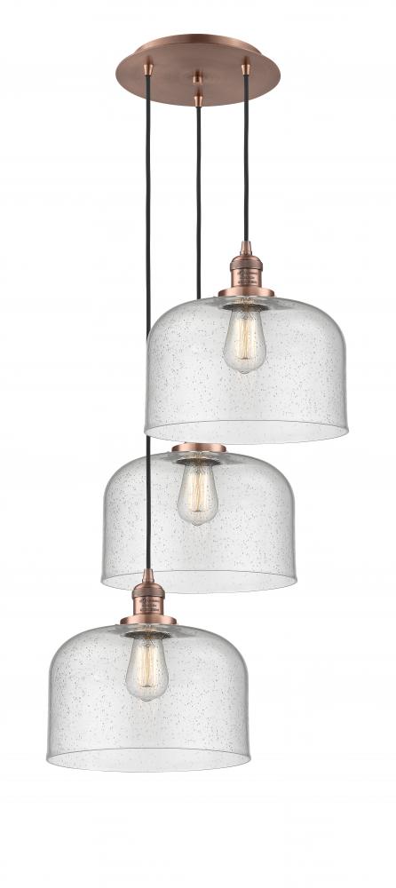 Cone - 3 Light - 18 inch - Antique Copper - Cord hung - Multi Pendant