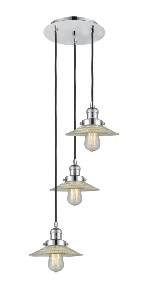 Halophane - 3 Light - 16 inch - Polished Chrome - Cord hung - Multi Pendant