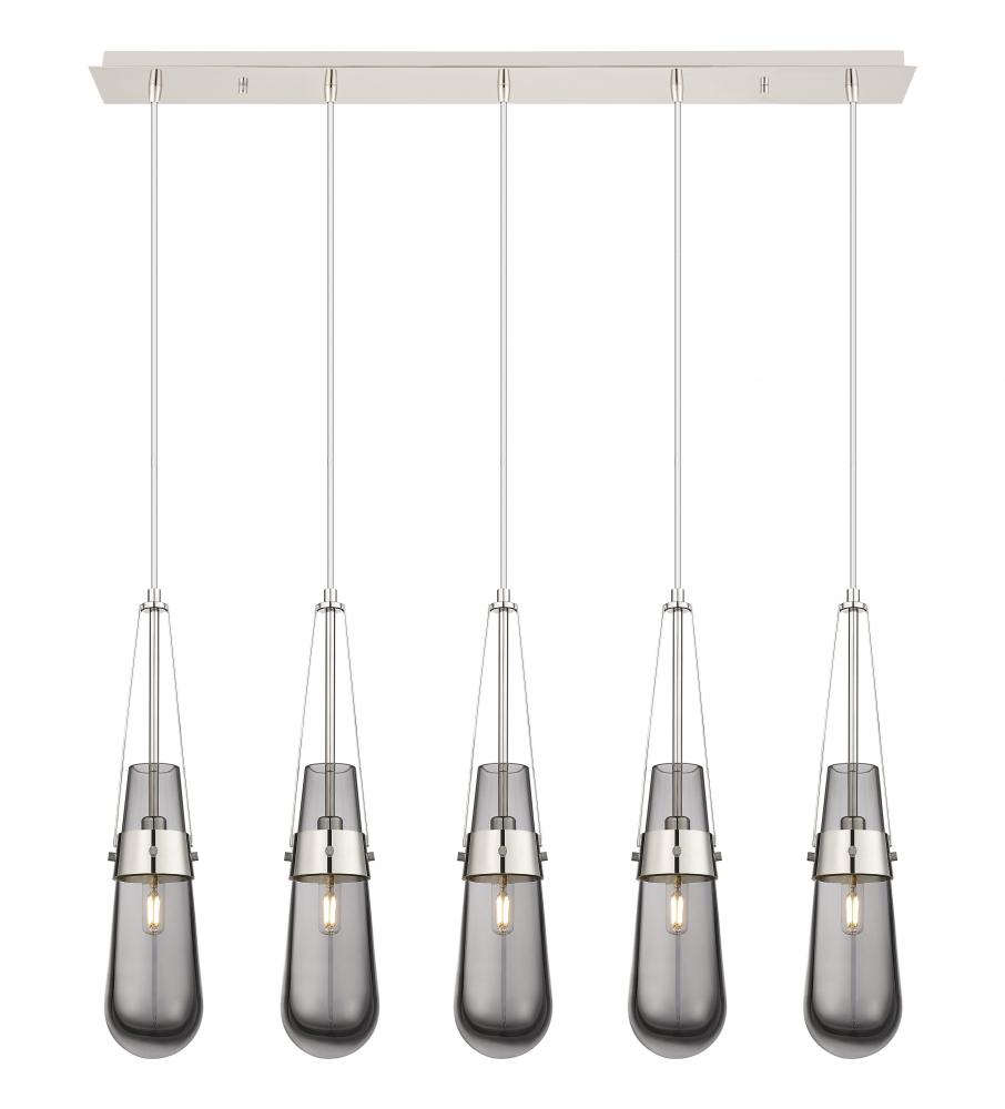 Milan - 5 Light - 36 inch - Polished Nickel - Linear Pendant