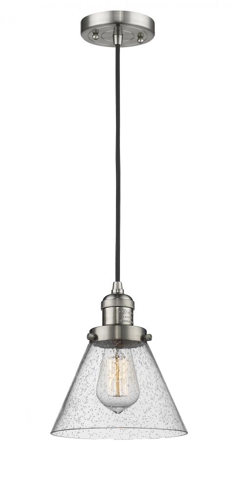 Cone - 1 Light - 8 inch - Brushed Satin Nickel - Cord hung - Mini Pendant