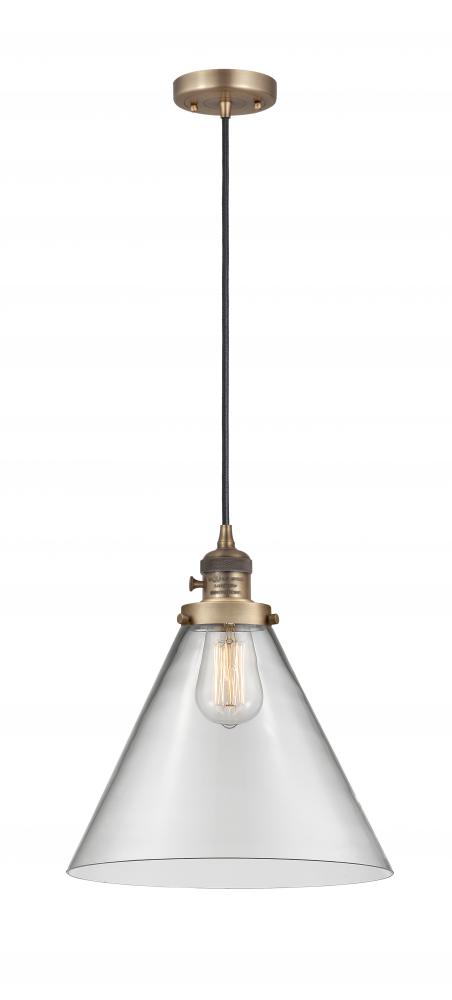 Cone - 1 Light - 12 inch - Brushed Brass - Cord hung - Mini Pendant