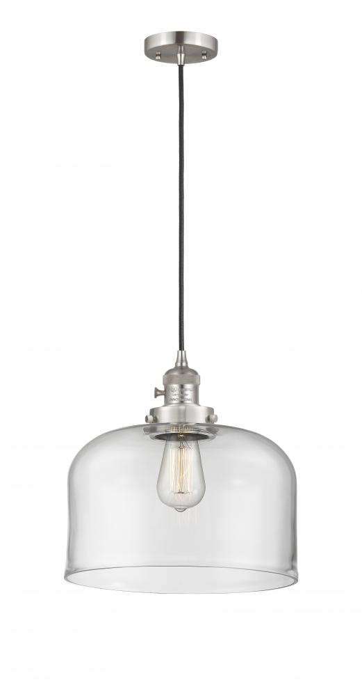 Bell - 1 Light - 12 inch - Brushed Satin Nickel - Cord hung - Mini Pendant