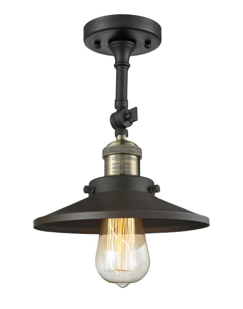 Railroad - 1 Light - 8 inch - Black Antique Brass - Semi-Flush Mount