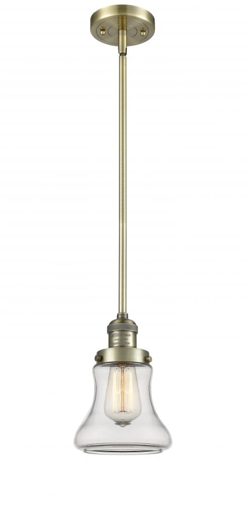 Bellmont - 1 Light - 7 inch - Antique Brass - Stem Hung - Mini Pendant