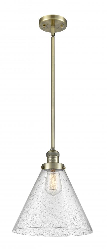 Cone - 1 Light - 12 inch - Antique Brass - Stem Hung - Mini Pendant