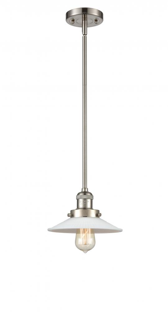 Halophane - 1 Light - 9 inch - Brushed Satin Nickel - Stem Hung - Mini Pendant