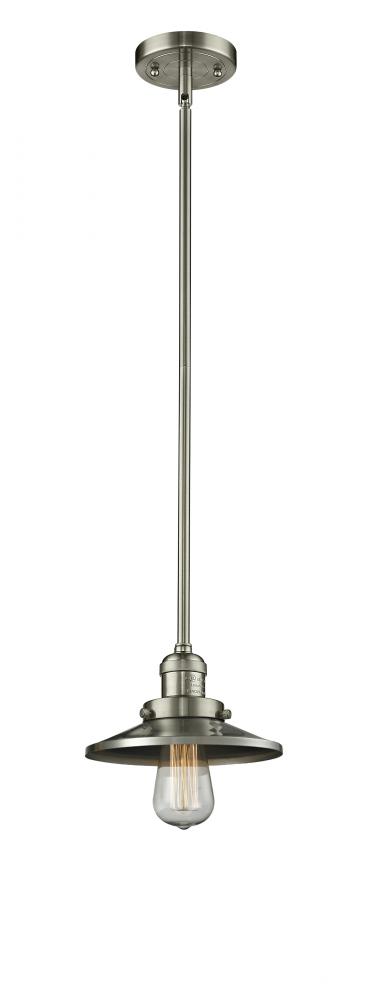 Railroad - 1 Light - 8 inch - Brushed Satin Nickel - Stem Hung - Mini Pendant
