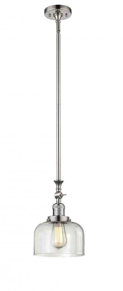 Bell - 1 Light - 8 inch - Polished Nickel - Stem Hung - Mini Pendant