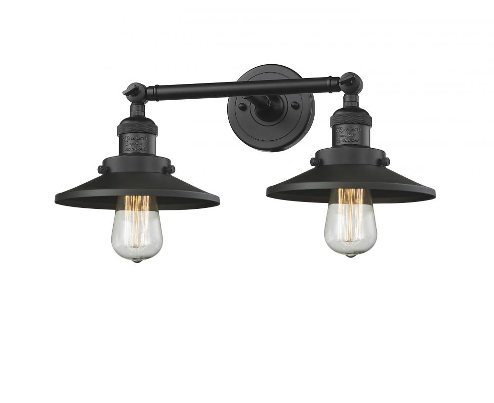 Railroad - 2 Light - 18 inch - Matte Black - Bath Vanity Light