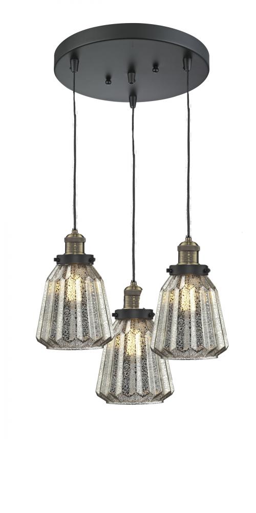 Glass 3 Light Adjustable Cord  Pan Chandelier