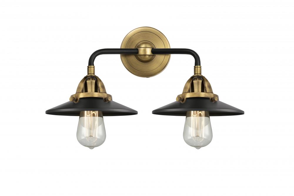 Railroad - 2 Light - 16 inch - Black Antique Brass - Bath Vanity Light