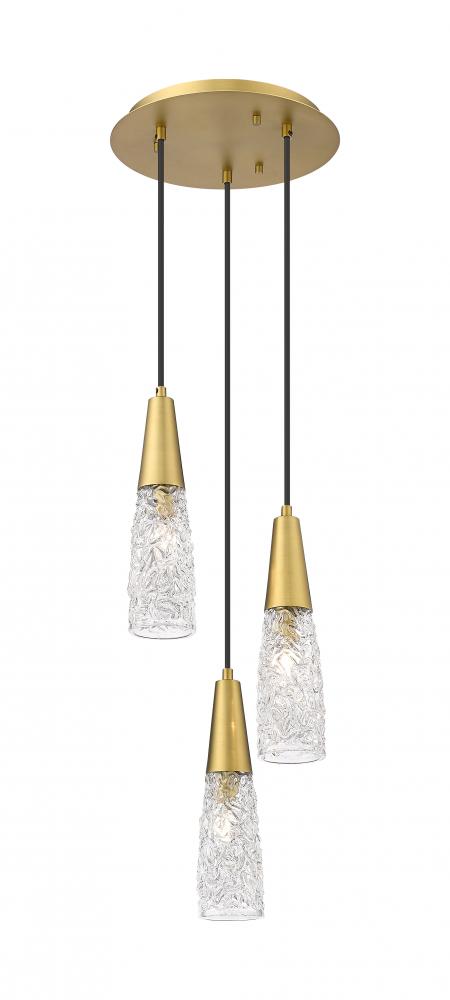 Amherst Brook - 3 Light - 10 inch - Brushed Brass - Cord Hung - Multi Pendant