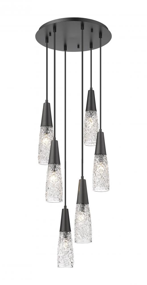 Amherst Brook - 6 Light - 14 inch - Matte Black - Cord Hung - Multi Pendant