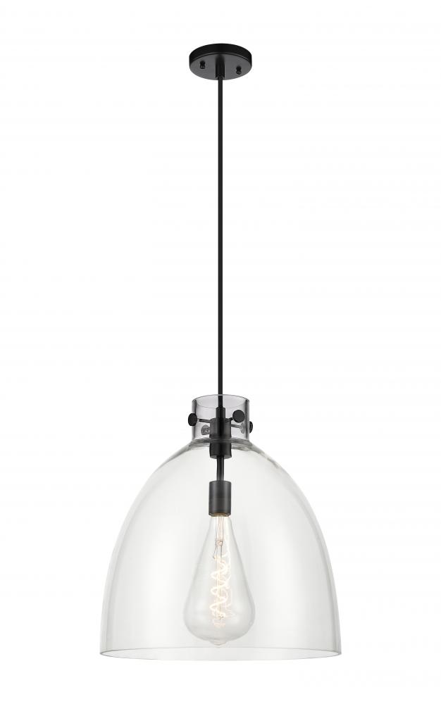 Newton Bell - 1 Light - 16 inch - Matte Black - Cord hung - Pendant