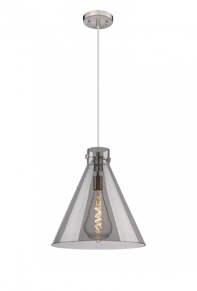 Newton Cone - 1 Light - 16 inch - Satin Nickel - Cord hung - Pendant